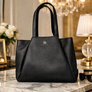 Lovevook Black Leather Tote Bag 15.6 Laptop Work Tote Quiet Luxury Minimalist